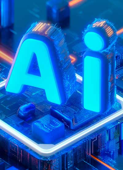 Grafik: Die Buchstaben "Ai" auf gezeichneten Platinen